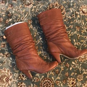 Steve Madden brown leather heeled boots